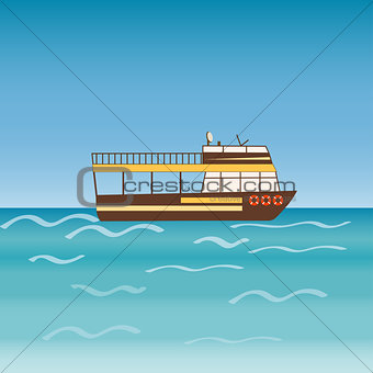Water transport travel  ship across sea river ocean.