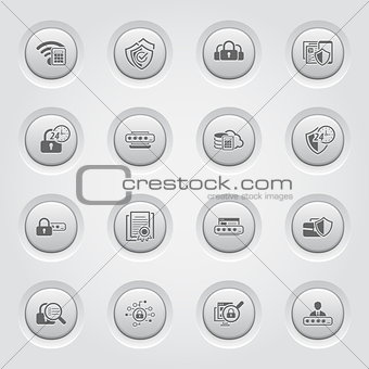 Button Design Security and Protection Icons Set.
