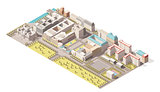 Vector Isometric infographic element representing low poly map of Berlin, Germany. Includes Reichstag building, Brandenburg gate, Holocaust memorial and nearby street buildings