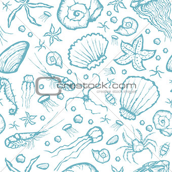  seamless sea creatures pattern