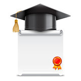 Graduation Cap and Diploma Scroll