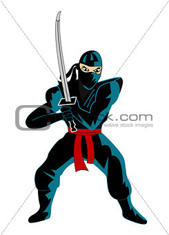 Illustration of ninja over white background