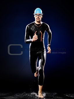 man swimmer swimming  triathlon ironman isolated