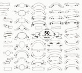 Fifty Vector Black Hand Drawn Ribbons, Banners, Frames