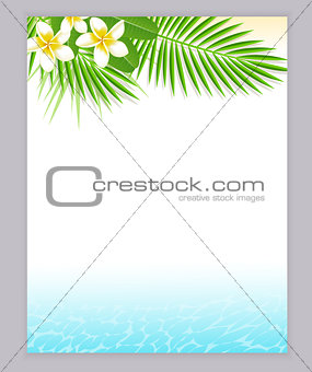 Tropical flowers and blue water