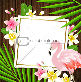 Summer frame with flamingo