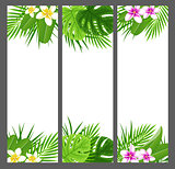 Vertical tropical banners with flowers