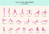 Yoga for beginners poses stick figure set