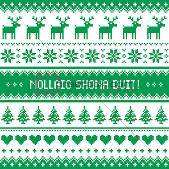 Nollaig Shona Duit - Merry Christmas in Irish pattern, greetings card