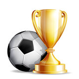 Gold cup with a football ball