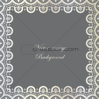 Abstract square lace frame with paper swirls