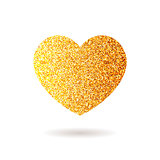 Gold glitter heart. Valentine Day banner, card, poster.