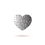 Vector heart shape snow. Black dots and confetti symbol