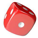 Red dice on white background.