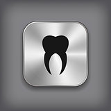 Tooth icon - vector metal app button