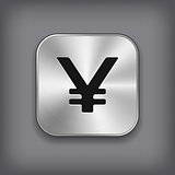 Yen icon - vector metal app button