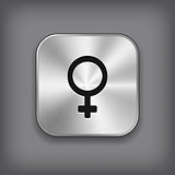 Female icon - vector metal app button