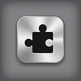 Puzzle icon - vector metal app button
