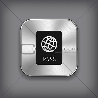 Passport icon - vector metal app button