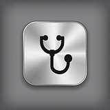 Stethoscope icon - vector metal app button
