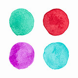 Vector Color Isolated Watercolor Circles Set