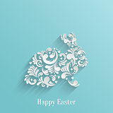 Abstract Background with Floral Easter Rabbit