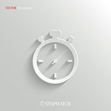 Stopwatch icon - vector white app button