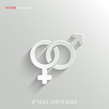 Male and female icon - vector white app button