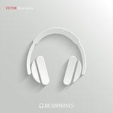 Headphones icon - vector white app button