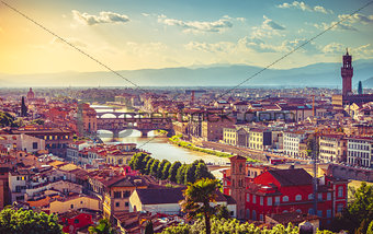 River Arno in Florence with bridge Ponte Vecchio