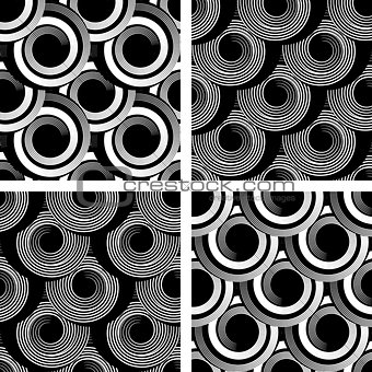 Seamless patterns with spiral elements. 