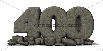 stone number four hundred on white background - 3d rendering