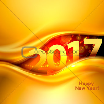 Happy New Year background with gold wave