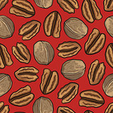 Seamless nature background with walnuts.