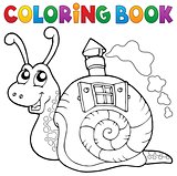 Coloring book snail with shell house