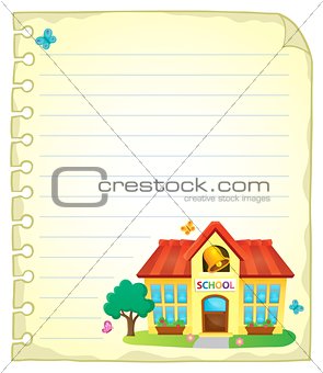 Notepad page with school building 1