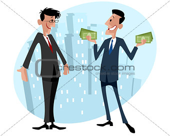 Two businessmen with money