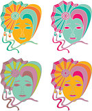 Vector set of carnival mask on a white background