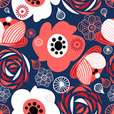 Seamless pattern of bright flowers