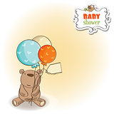 baby shower card with little  teddy bear