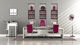 Gray and purple modern office