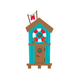 Beach Cabin With Life Preserver Buoy