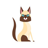 Siamese Cat Breed Primitive Cartoon Illustration
