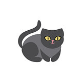 Black Cat Breed Primitive Cartoon Illustration