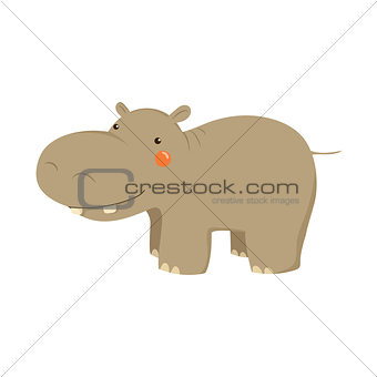 Hippopotamus Realistic Childish Illustration