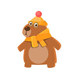 Bear Wearing Hat And Scarf
