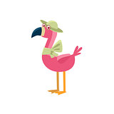 Pink Flamingo Wearing A Hat