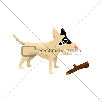 Bull Terrier And A Stick