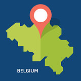 Map of Belgium on blue background