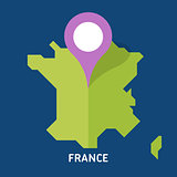 Map of France on blue background